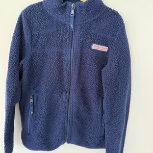 Vineyard Vines Blue Fleece Zip-Up Jacket